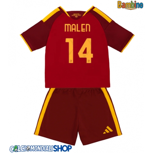 Maglie da calcio AS Roma Donyell Malen #14 Prima Maglia Bambino 2026-27 Manica Corta + Pantaloni corti)
